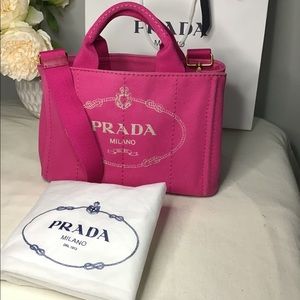 prada pink canvas tote